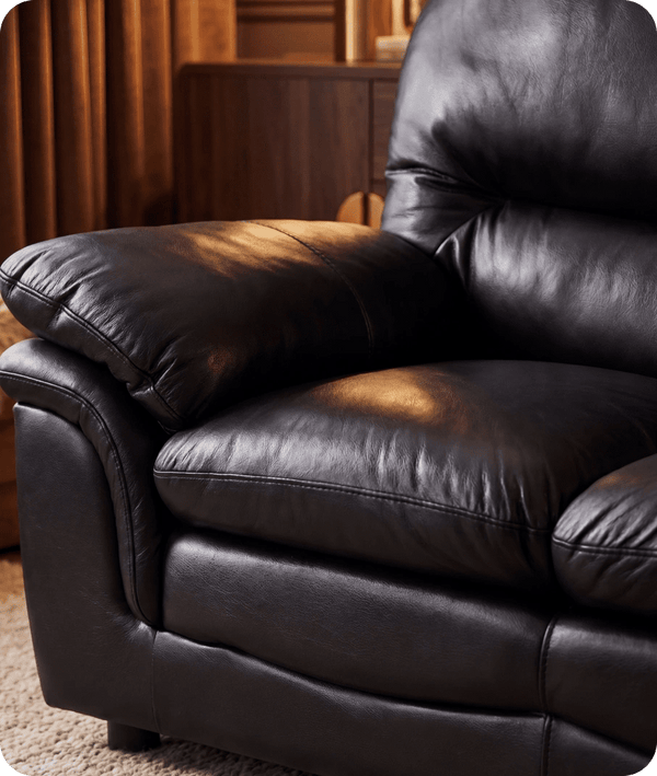 Florence Black Leather 3 Seater Sofa