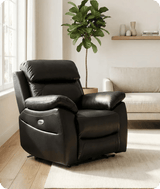 Torino Genuine Leather Black  Electric Power Recliner Armchair
