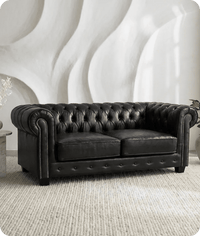 Chesterfield Black Leather Antique 3 Seater Sofa - Sofa-Direct