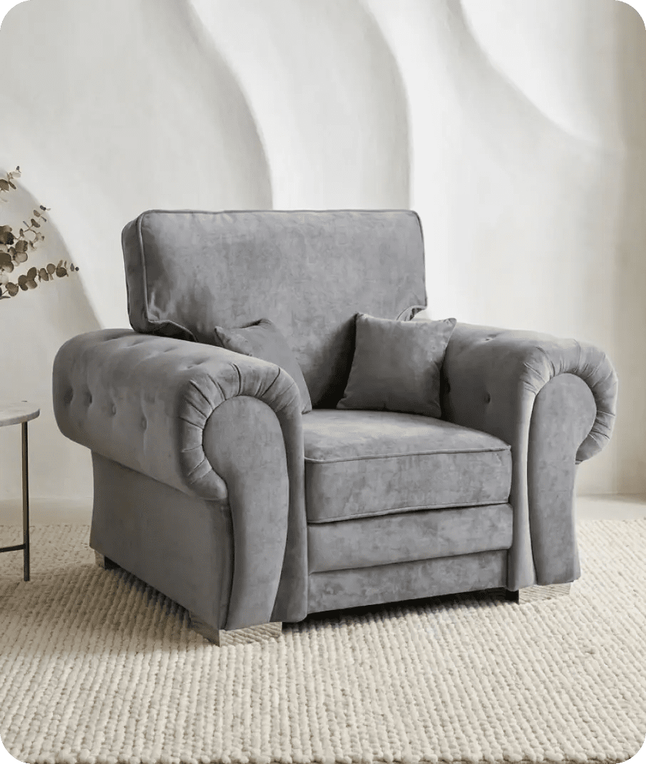 Florence High Back Grey Fabric Armchair