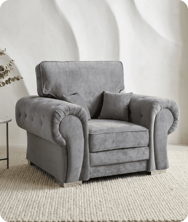 Florence High Back Grey Fabric Armchair
