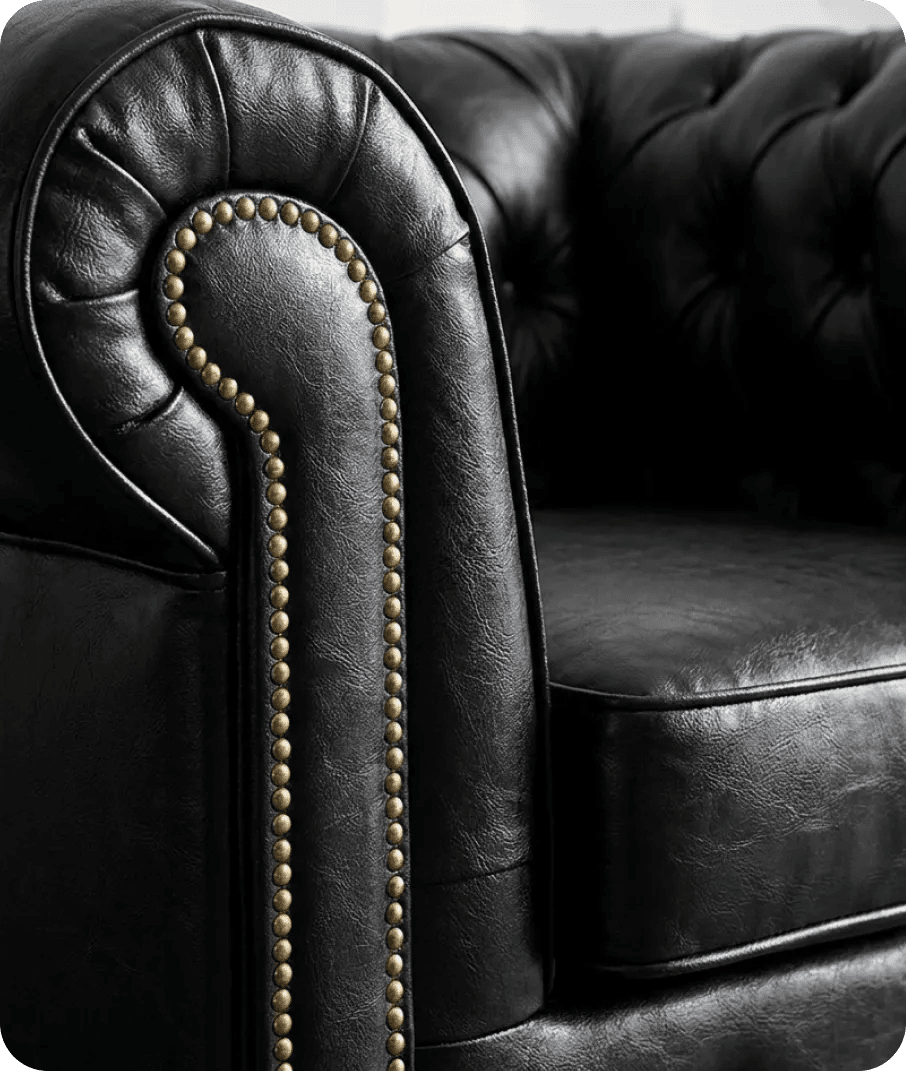 Chesterfield Black Leather Antique Armchair - Sofa-Direct