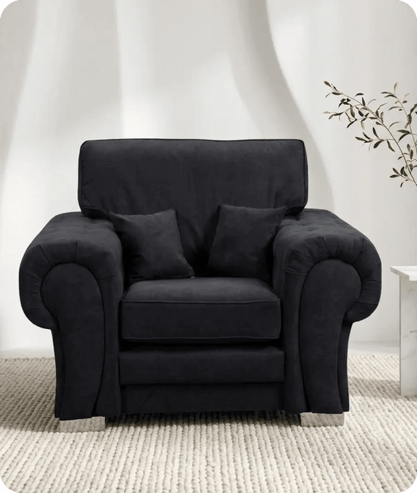 Florence High Back Black Fabric Armchair