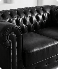Chesterfield Black Leather Antique 2 Seater Sofa - Sofa-Direct