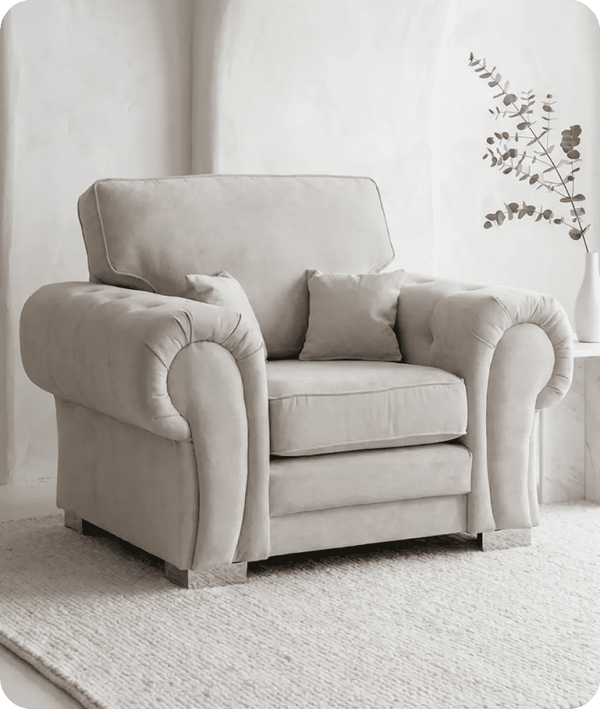 Florence High Back  Cream Fabric Armchair