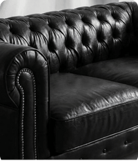 Chesterfield Black Leather Antique 3 Seater Sofa - Sofa-Direct