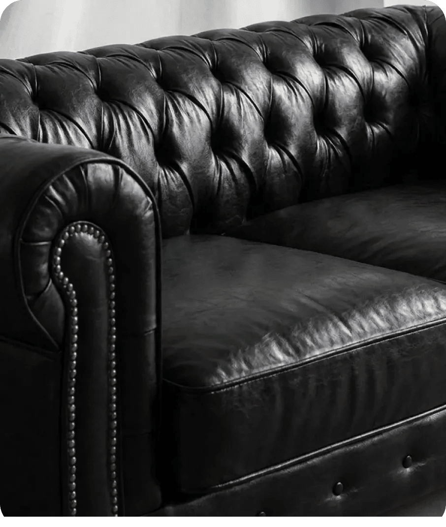Chesterfield Black Leather Antique 3 Seater Sofa - Sofa-Direct