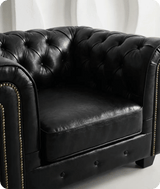 Chesterfield Black Leather Antique Armchair - Sofa-Direct