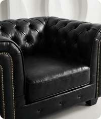 Chesterfield Black Leather Antique Armchair - Sofa-Direct