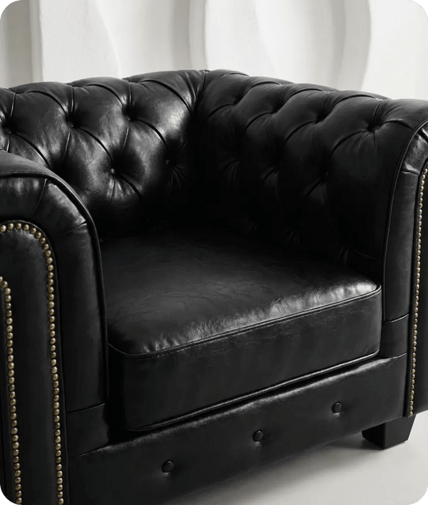 Windsor Classic Black Leather Antique Armchair