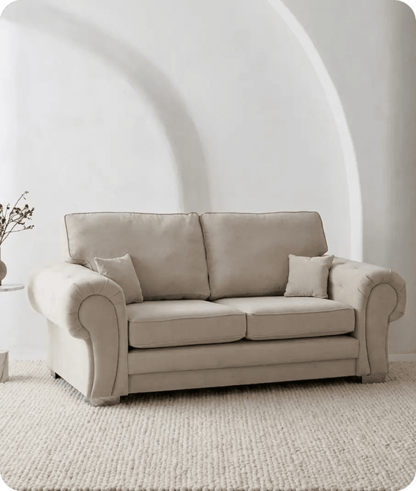 Florence High Back Cream Fabric 3 Seater Sofa Bed