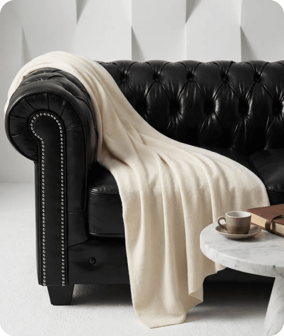 Chesterfield Black Leather Antique 2 Seater Sofa - Sofa-Direct