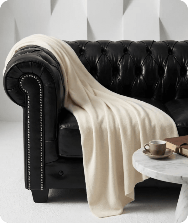 Windsor Classic Black Leather Antique 2 Seater Sofa