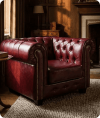 Chesterfield Red Leather Antique Armchair - Sofa-Direct