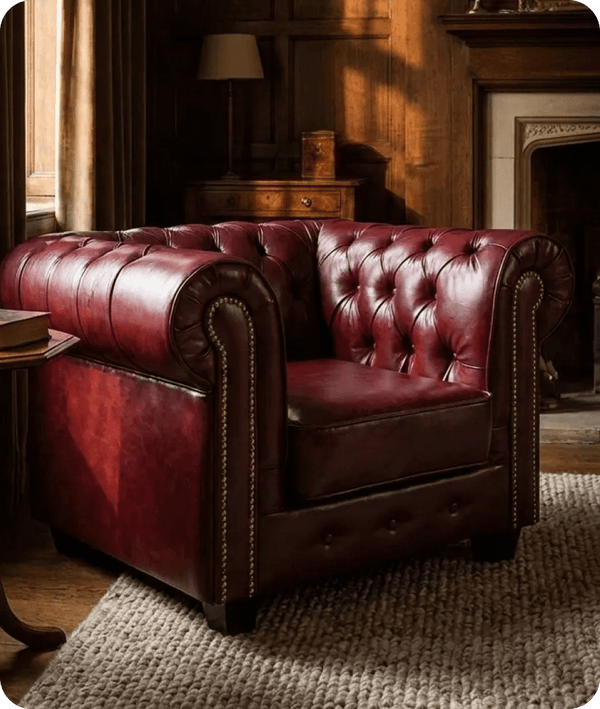 Windsor Classic Red Leather Antique Armchair