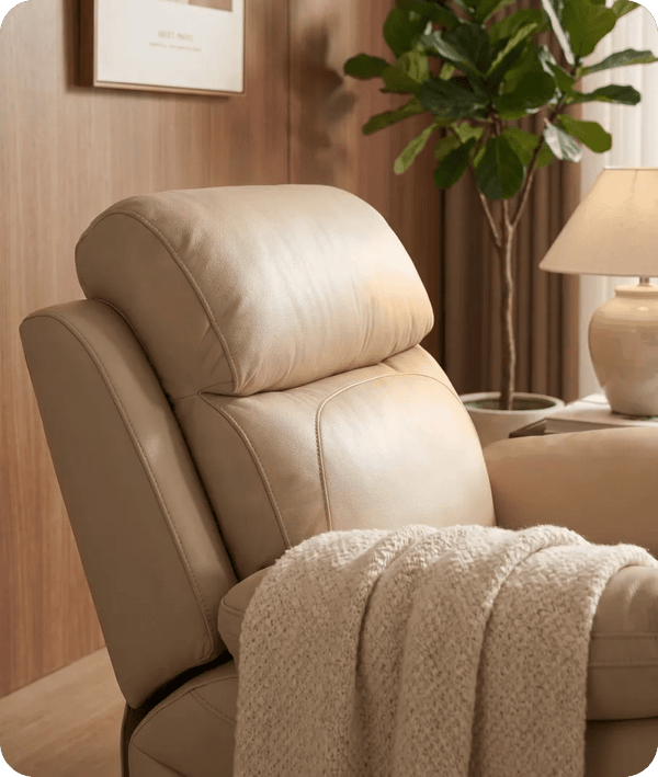 Torino Genuine Leather Cream Electric Power Recliner Armchair