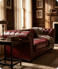 Chesterfield Red Leather Antique 3 Seater Sofa - Sofa-Direct