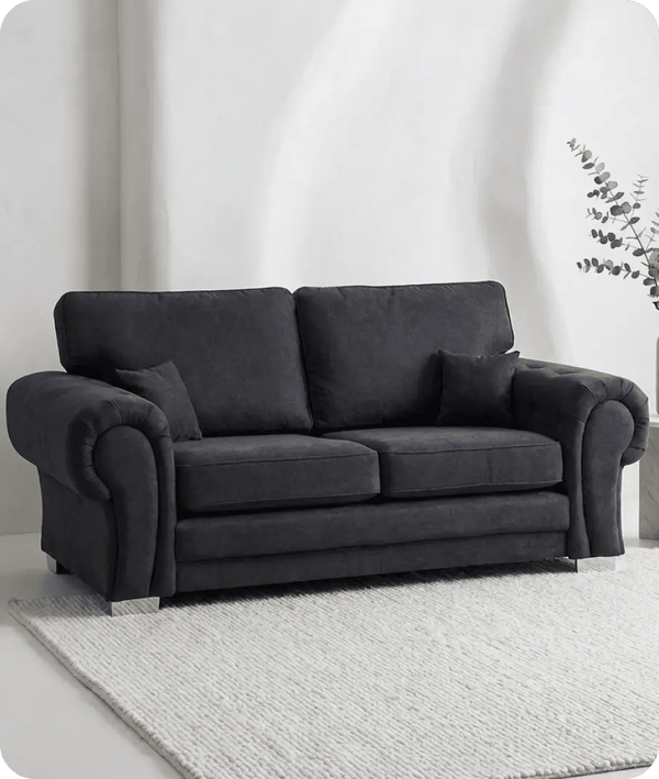 Florence High Back Black Fabric 3 Seater Sofa Bed