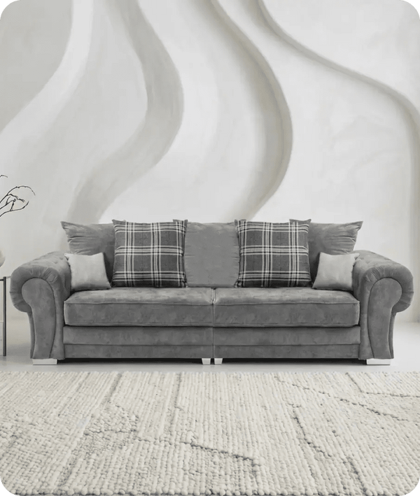 Florence Scatter Grey Fabric 4 Seater Sofa
