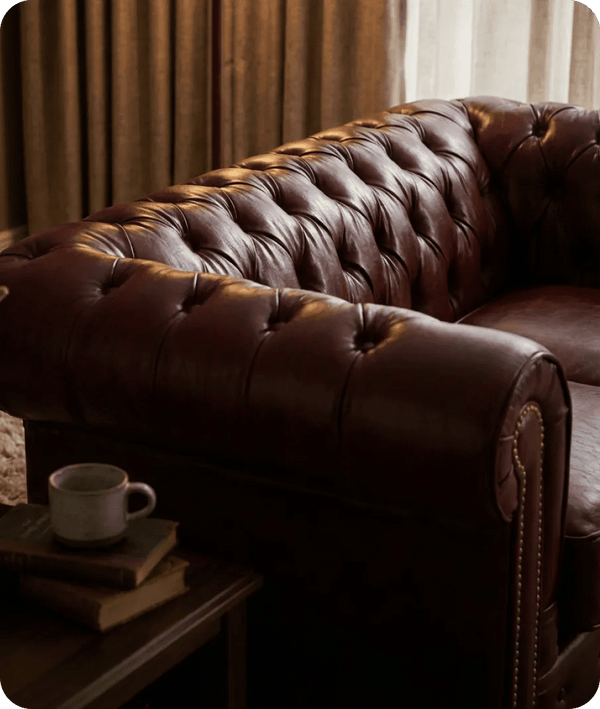 Windsor Classic Red Leather Antique 2 Seater Sofa
