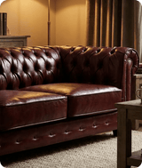 Chesterfield Red Leather Antique 3 Seater Sofa - Sofa-Direct