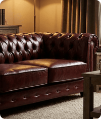 Chesterfield Red Leather Antique 3 Seater Sofa - Sofa-Direct