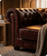 Chesterfield Red Leather Antique Armchair - Sofa-Direct
