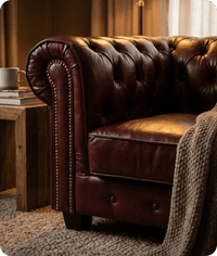 Chesterfield Red Leather Antique Armchair - Sofa-Direct