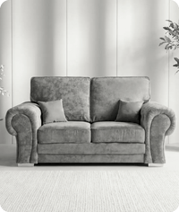 Florence High Back Grey Fabric 2 Seater Sofa