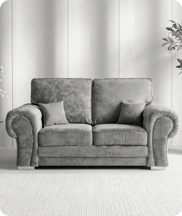 Florence High Back Grey Fabric 2 Seater Sofa