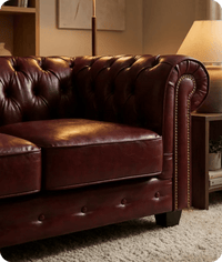 Chesterfield Red Leather Antique 2 Seater Sofa - Sofa-Direct