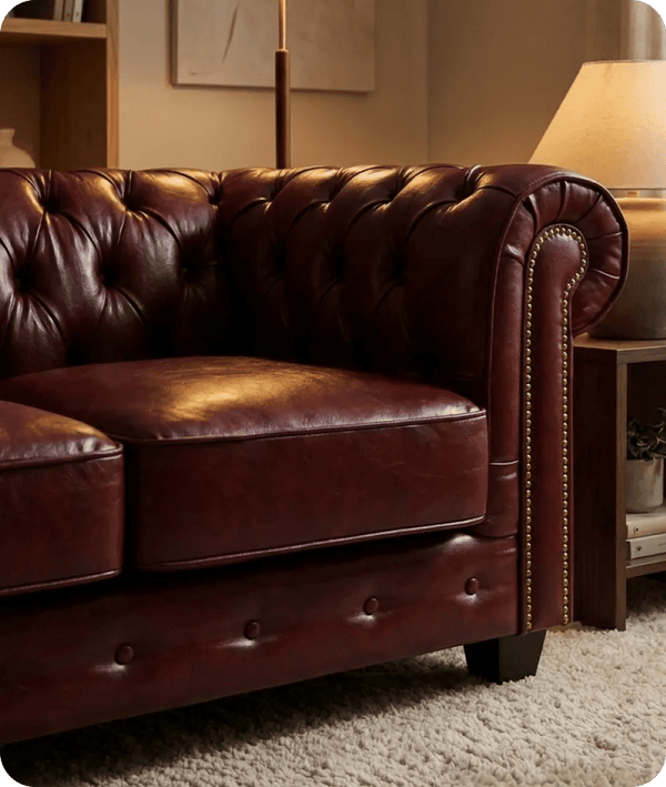 Windsor Classic Red Leather Antique 2 Seater Sofa