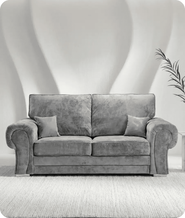 Florence High Back Grey Fabric 3 Seater Sofa