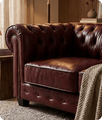 Chesterfield Red Leather Antique 3 Seater Sofa - Sofa-Direct