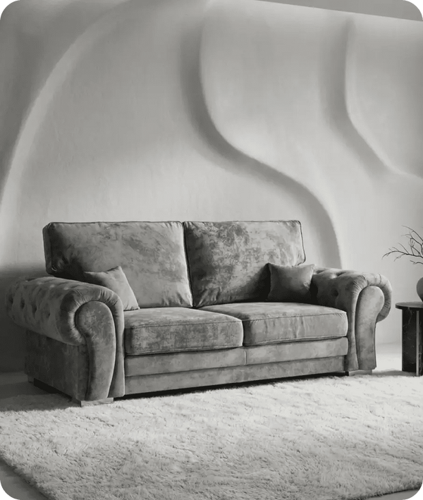 Florence High Back Grey Fabric 4 Seater Sofa