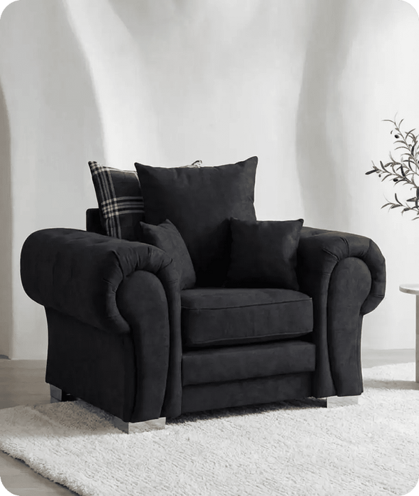 Florence Scatter Black Fabric Armchair