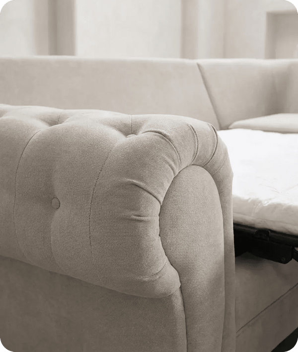 Florence High Back Cream Fabric Corner Sofa Bed
