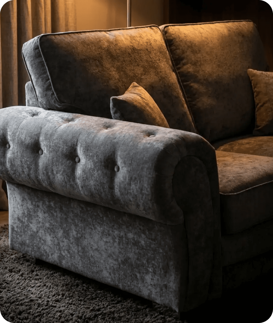 Florence High Back Grey Fabric 2 Seater Sofa