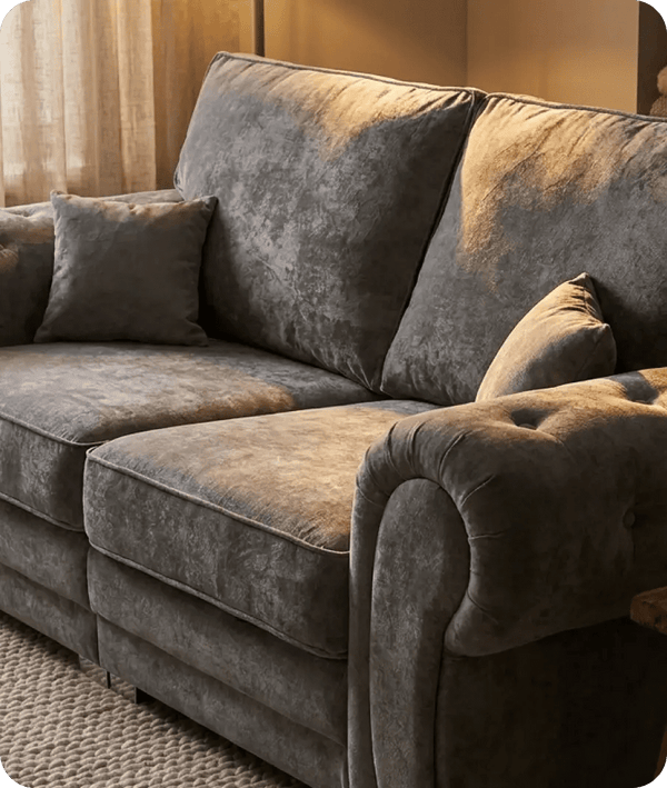 Florence High Back Grey Fabric 4 Seater Sofa