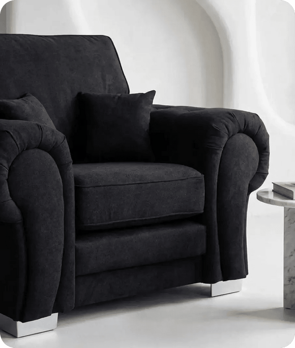 Florence High Back Black Fabric Armchair