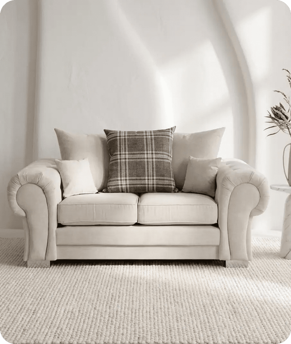 Florence Scatter Back Cream Fabric 2 Seater Sofa