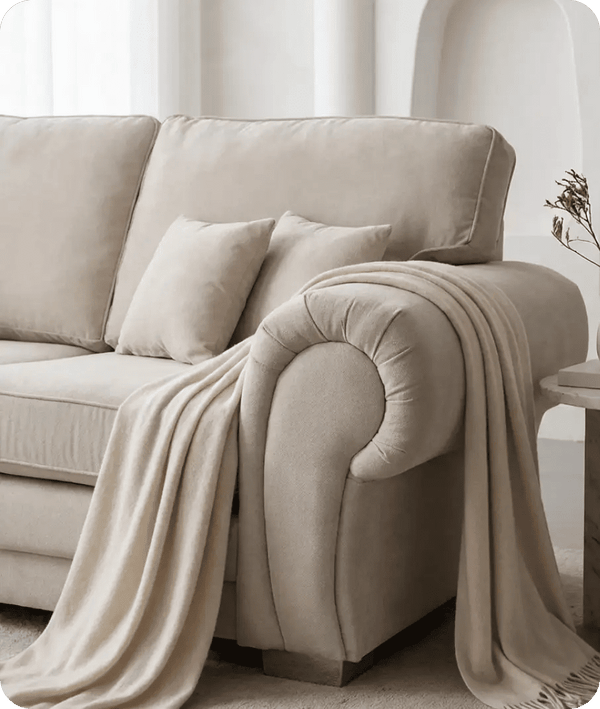 Florence High Back Cream Fabric 3 Seater Sofa Bed