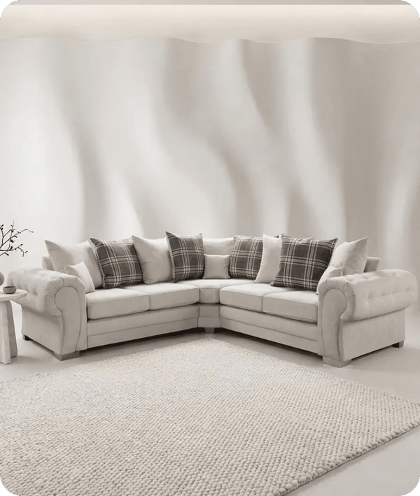 Florence Scatter Back  Cream Fabric Corner Sofa