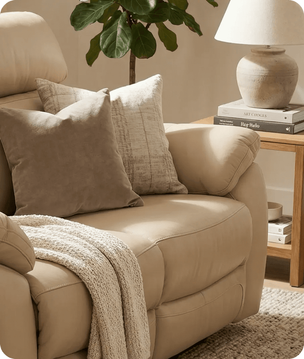 Torino Genuine Leather Cream Electric Power Recliner 2 Seater Sofa
