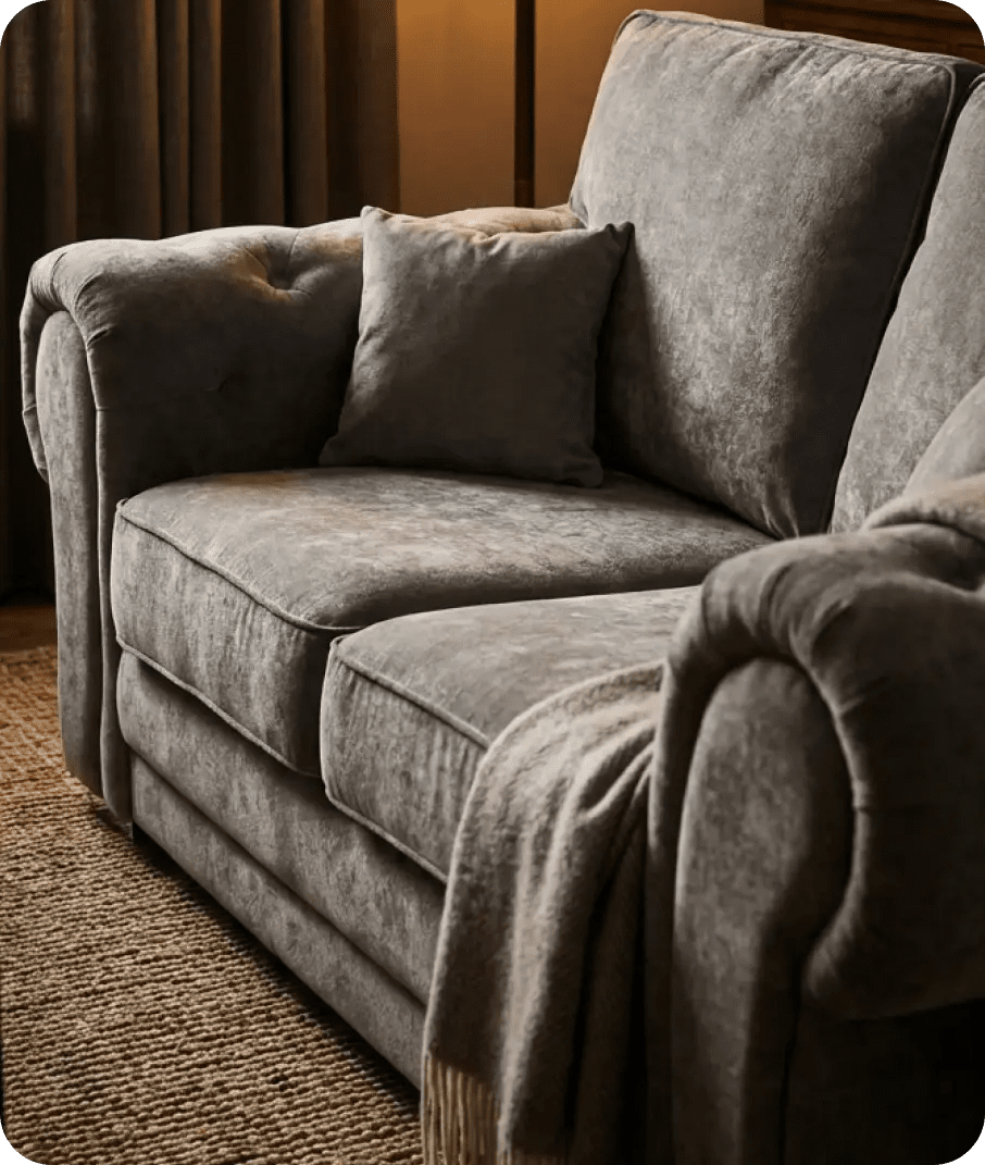 Florence High Back Grey Fabric 2 Seater Sofa