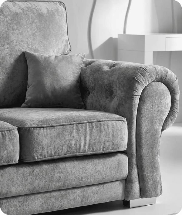 Florence High Back Grey Fabric 3 Seater Sofa