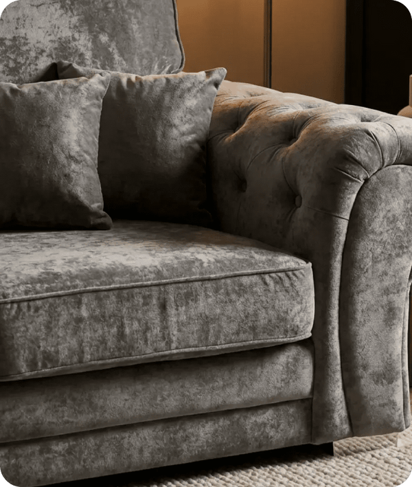 Florence High Back Grey Fabric 4 Seater Sofa