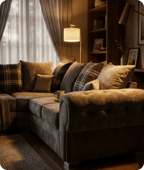 Florence Scatter Grey Fabric Left Corner Sofa