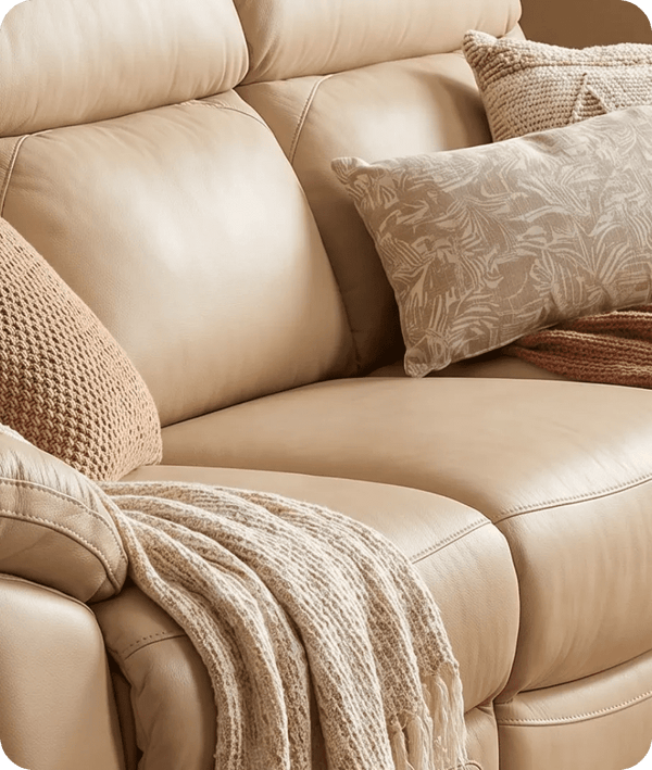 Torino Genuine Leather Cream Electric Power Recliner 3 Seater Sofa