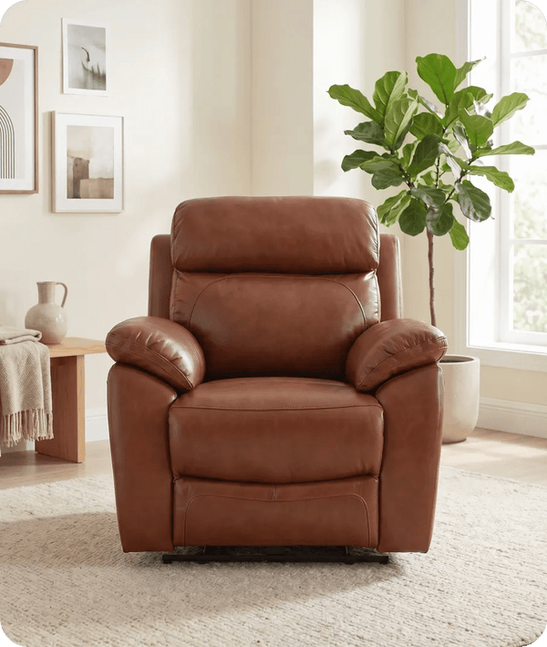 Torino Genuine Leather Tan Electric Power Recliner Armchair